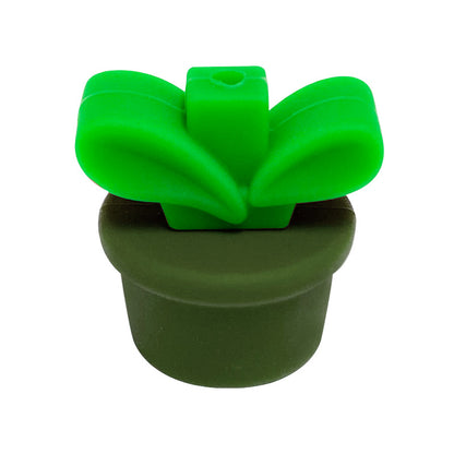 20Pcs Silicone 3D Focal Beads Flowerpot Grass With Leaf Detail 12