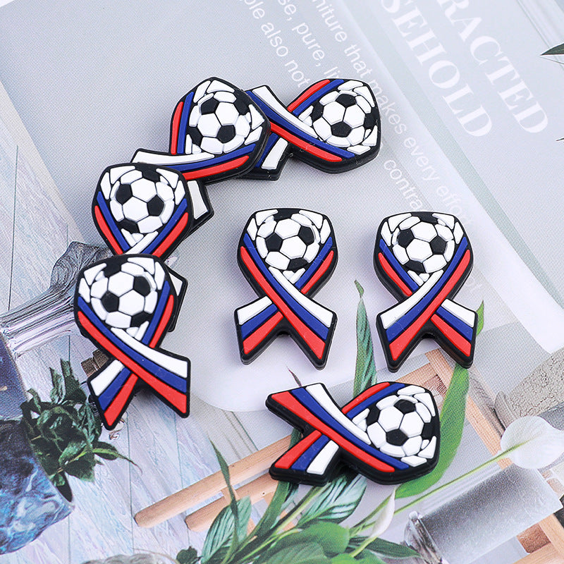 20pcs Silicone Focal Beads Football Bow With Soccer Ball Detail 3