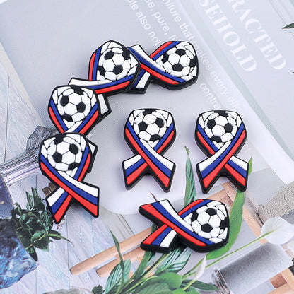 20pcs Silicone Focal Beads Football Bow With Soccer Ball Detail 3