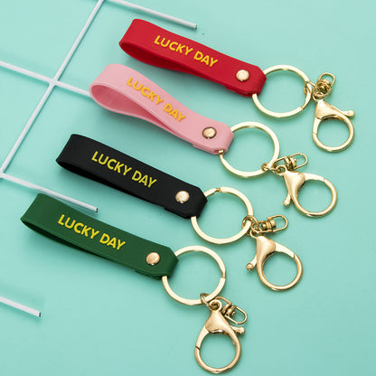 Lucky Day Soft Rubber PVC Keychain with Metal Ring and Hook