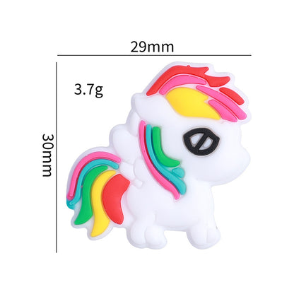 20pcs Silicone Focal Beads Rainbow Pony With Layered Mane and Tail 2