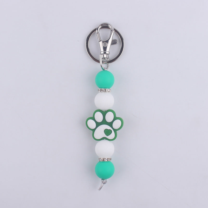 Cartoon Dog Claw Silicone Bead Keychain Charm with Lobster Clasp 8