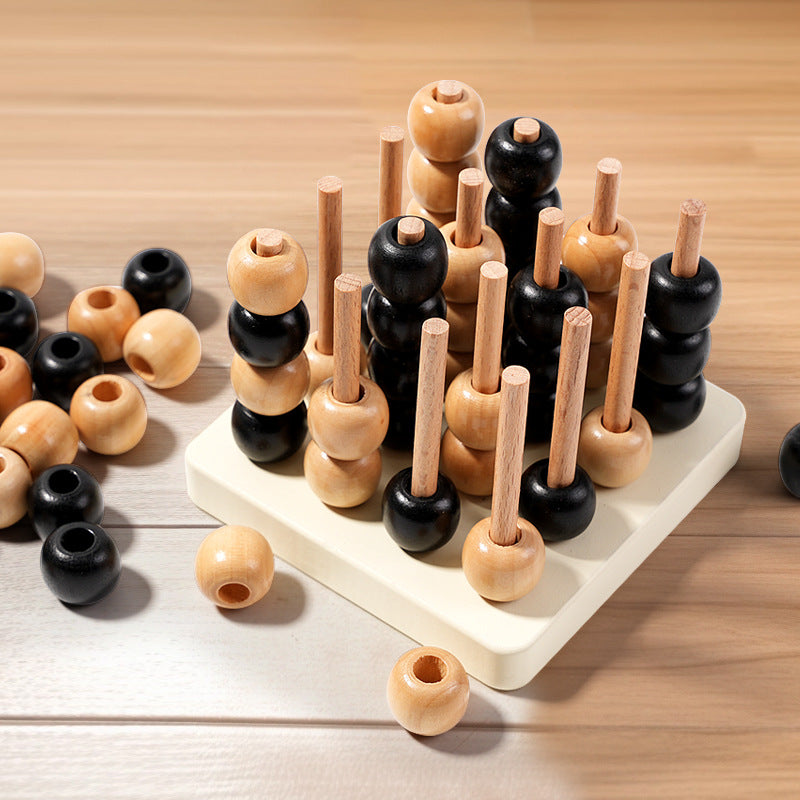 Wooden Montessori Toys Three-Dimensional Four-Player Chess Game 4