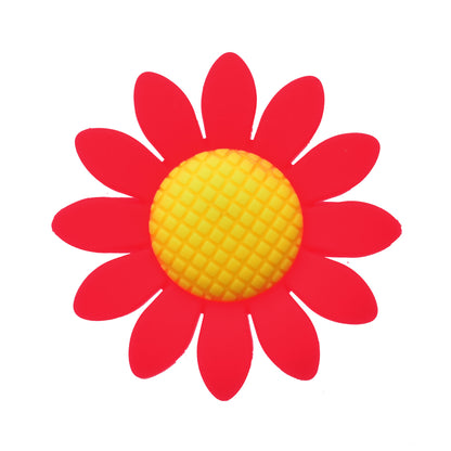 20pcs Silicone Focal Beads Sunflower Flat Design with Center Detail 8