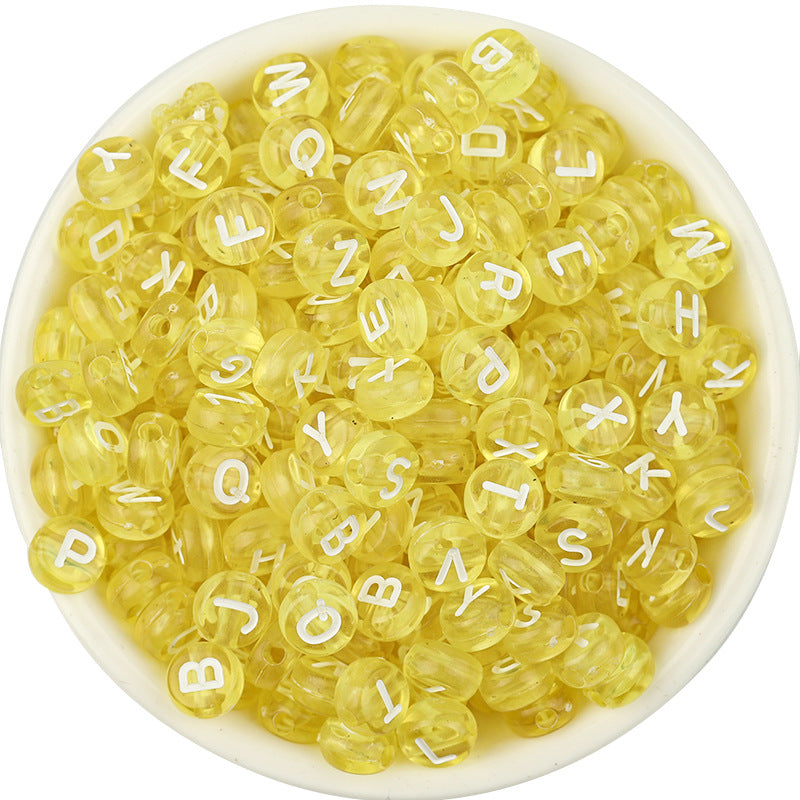 100pcs Letter Acrylic Beads Transparent Candy Color DIY Bracelet Making 7