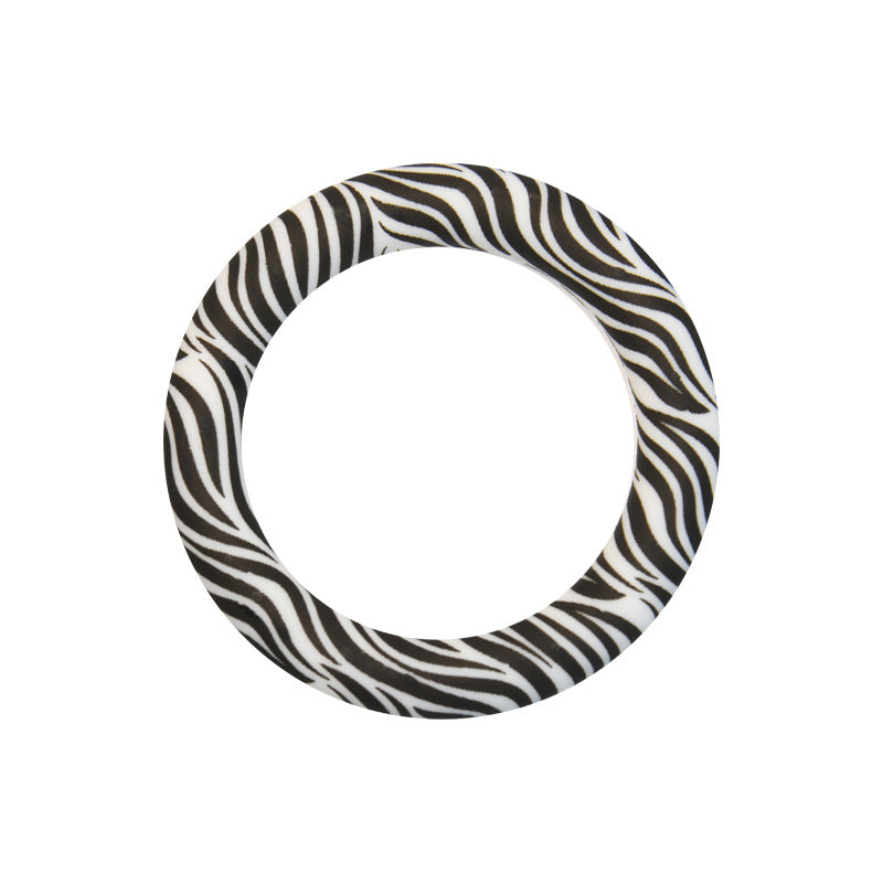 65mm Printed Silicone Beads Rings Multi Color Design 36