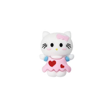 3D Silicone Focal Beads Cute White Kitty Cat Wearing Pink Dress
