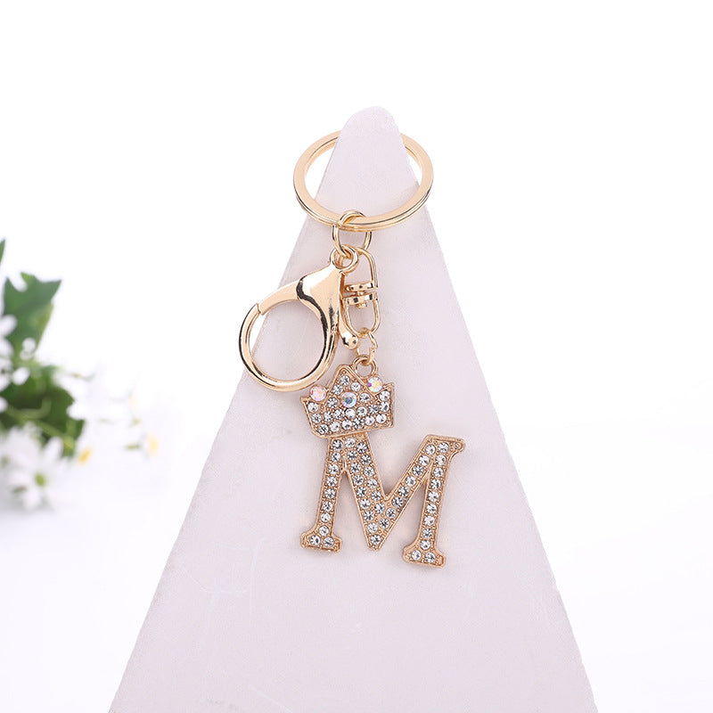 Alloy Diamond Letter Keychain Zinc Alloy Material A to Z Initial 17