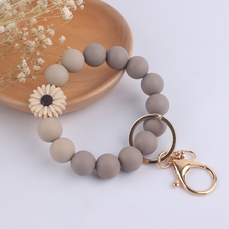 Daisy Rose Silicone Bead Wristlet Keychain 11