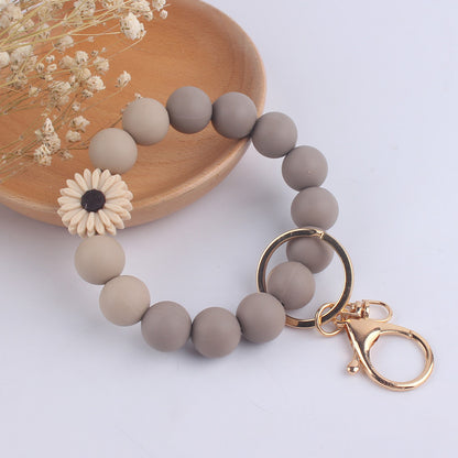 Daisy Rose Silicone Bead Wristlet Keychain 11