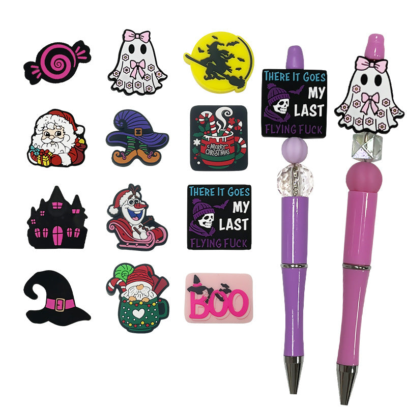 20Pcs Silicone Focal Beads Halloween Christmas Mixed Designs