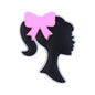 20pcs Silicone Focal Beads Girl Silhouette with Pink Bow