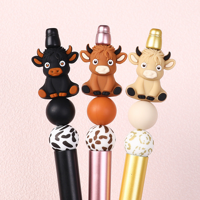 Silicone 3D Focal Beads Highland Cow Sitting Pose