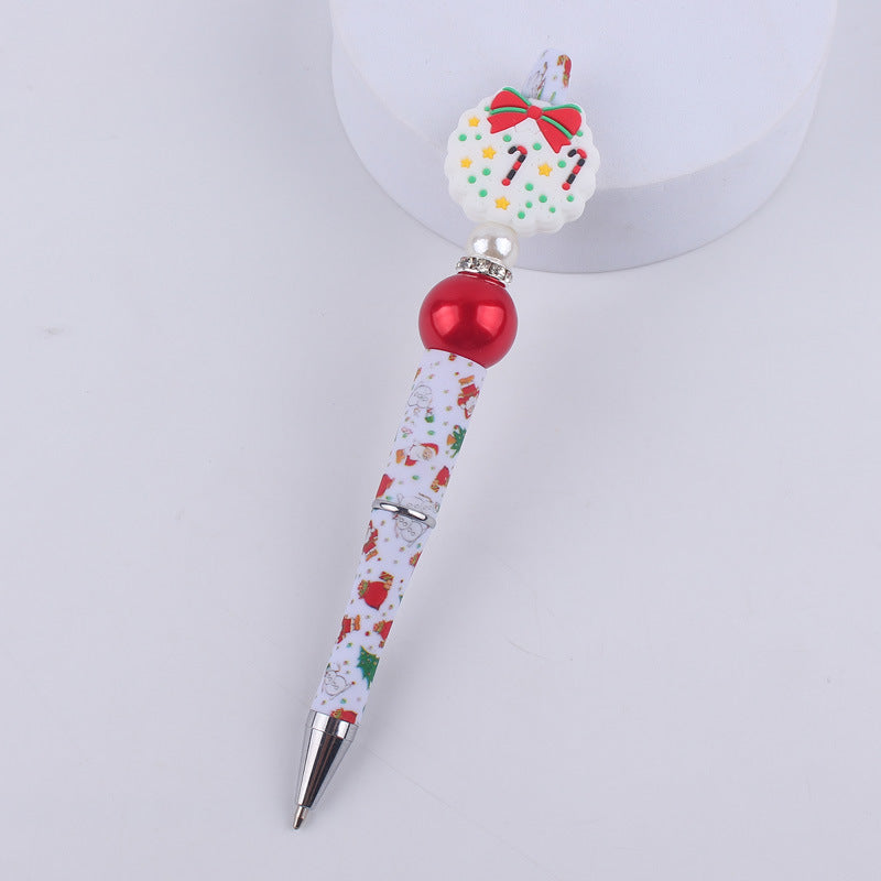 Santa Claus Snowman Silicone Beaded Pens Christmas Holiday Novelty Gift 11