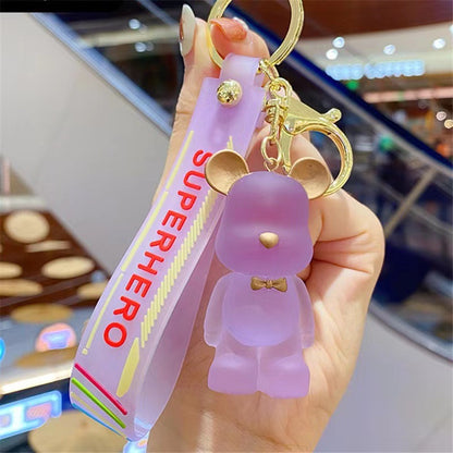 Crystal Bear Silicone Bead Keychain with Bow Tie Charm 3