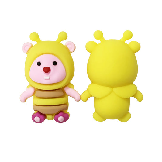 20Pcs Silicone 3D Focal Beads Cartoon Character Wearing Bee Costume