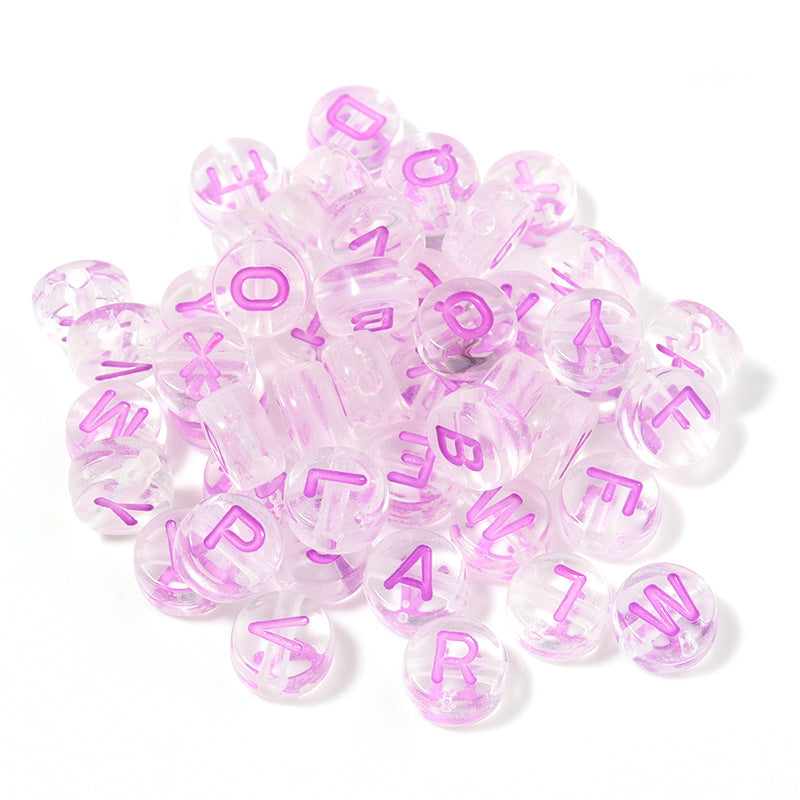 100pcs Letter Acrylic Beads Transparent Candy Color DIY Bracelet Making 23