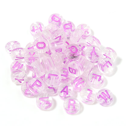 100pcs Letter Acrylic Beads Transparent Candy Color DIY Bracelet Making 23