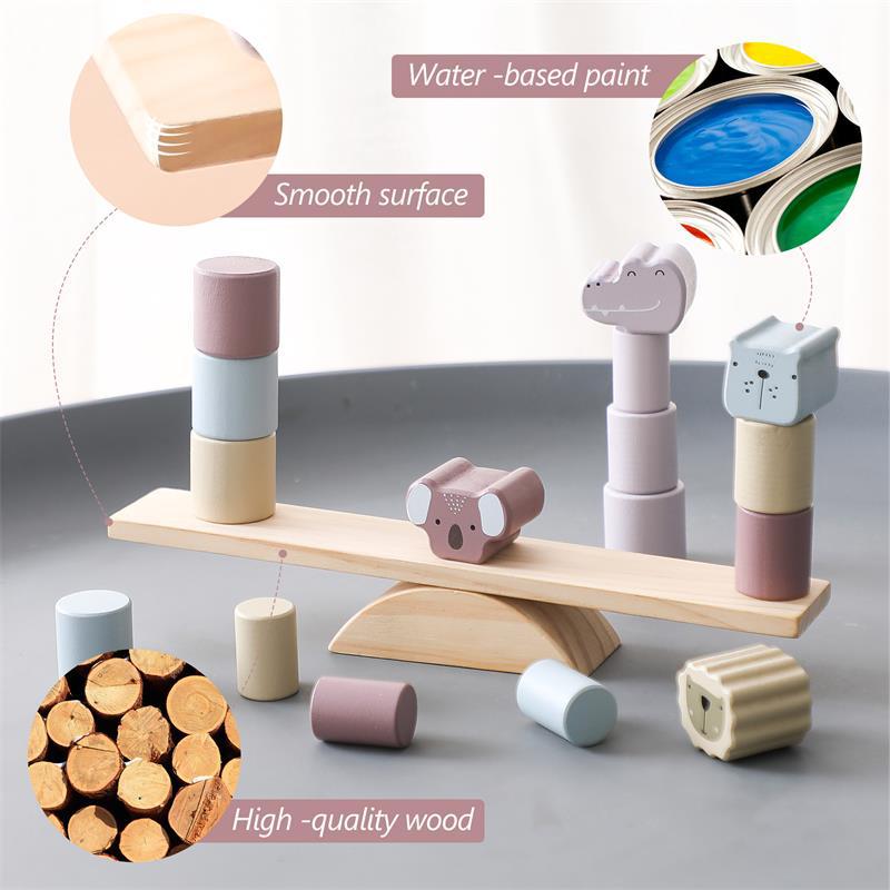 Wooden Animal Seesaw Building Blocks Educational Toy 2