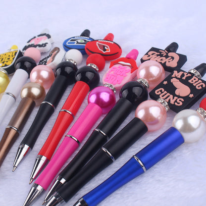 Cartoon Pattern Silicone Beaded Pens Ballpoint Pen DIY Craft Supplies 3