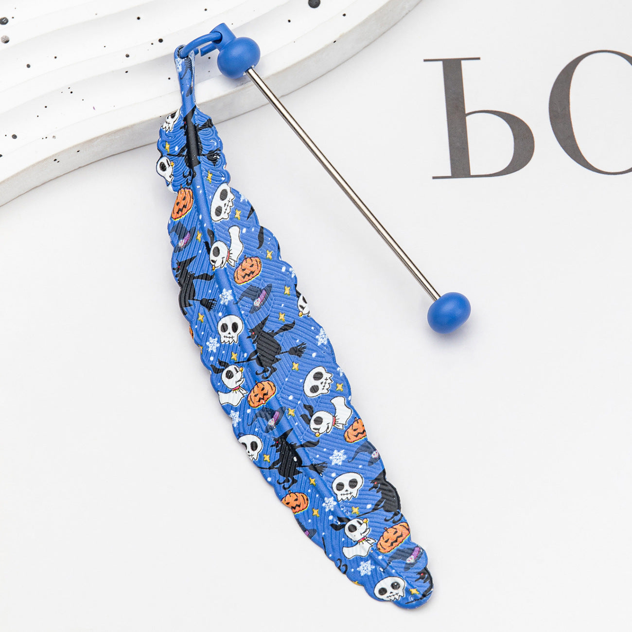 Halloween Christmas Feather Beadable Bookmark Metal DIY Craft Supplies 7