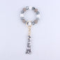 Leopard Print Silicone Bead Wristlet Keychain Tassel Charm 12