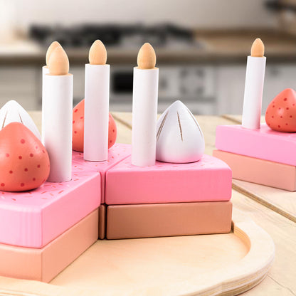 Wooden Pretend Play Birthday Cake Toy for Kids