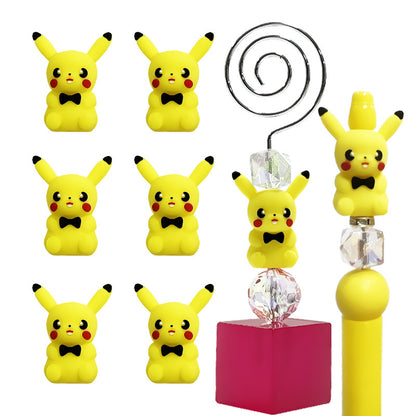 3D Silicone Focal Beads Yellow Mouse Round Cheeks Lightning Tail Bow Tie 4