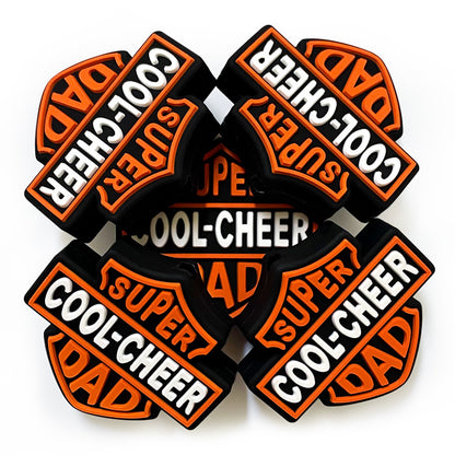 20Pcs Silicone Focal Beads Cool Cheer Shield Shape with Printed Text 3
