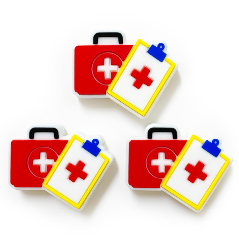 20Pcs Silicone Focal Beads First Aid Kit Clipboard and Medical Bag 4