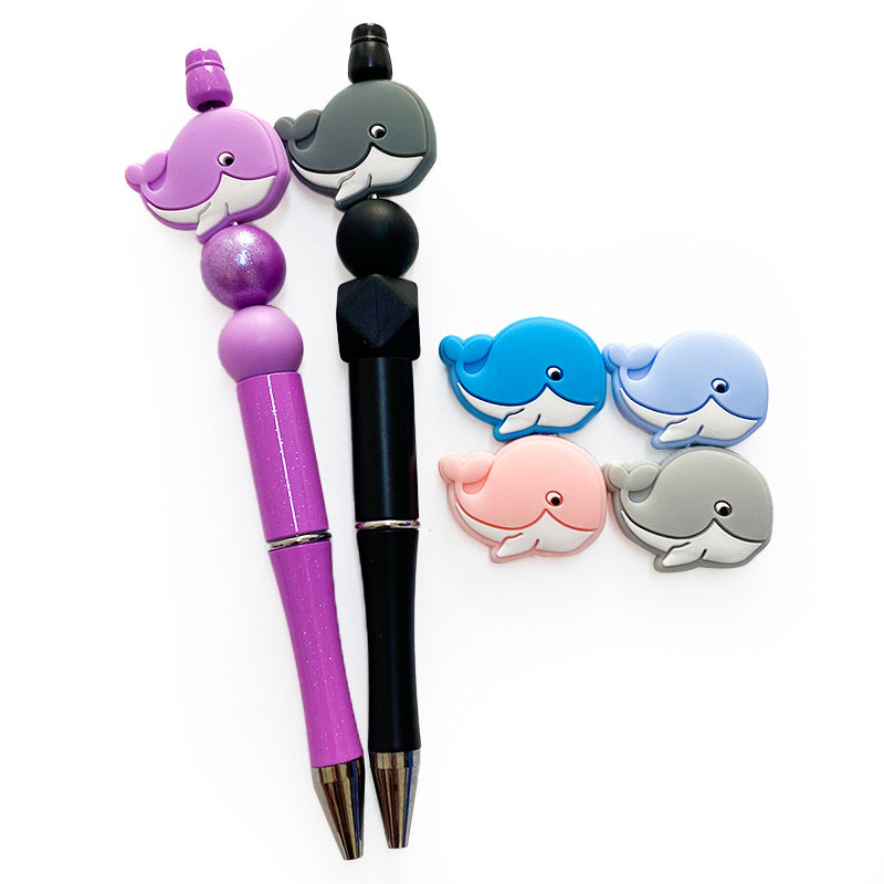 20pcs Silicone Focal Beads Whale Side Profile Design 4