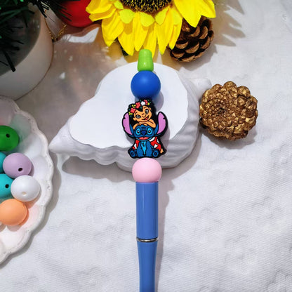 20Pcs Silicone Focal Beads Christmas Blue Alien Character Large Ears Holiday Theme 7