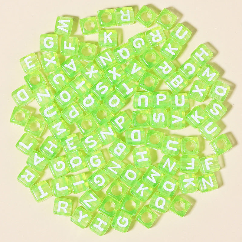 100pcs 6mm Square Acrylic Letters Beads Colorful DIY Accessories 16