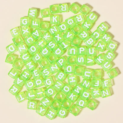 100pcs 6mm Square Acrylic Letters Beads Colorful DIY Accessories 16