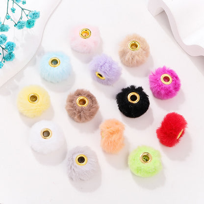 50pcs 20mm Fuzzy Abacus Large Hole Spacer Beads Imitation Rabbit Hair
