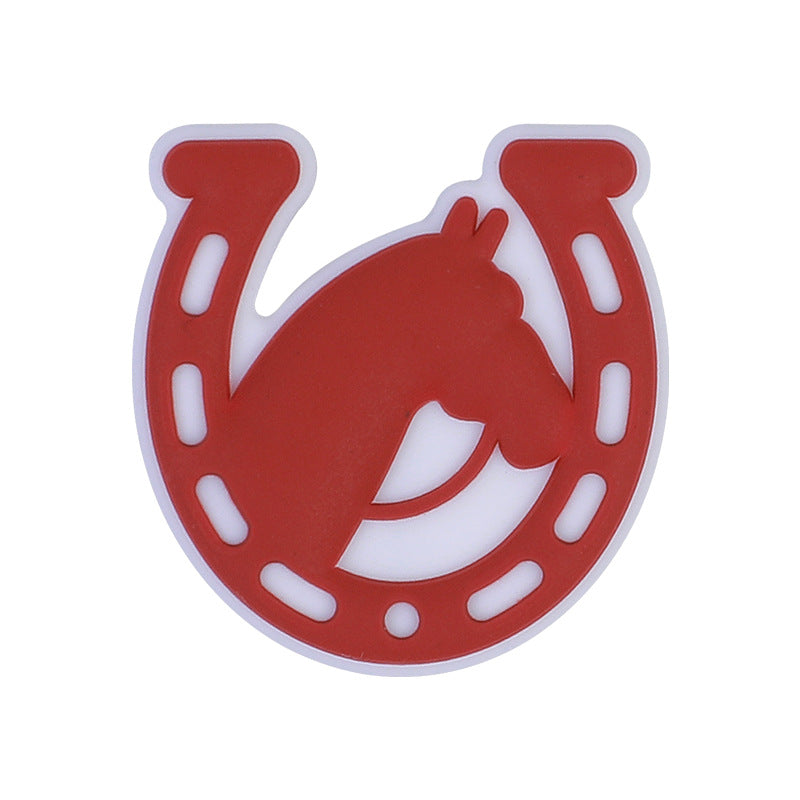 20pcs Silicone Focal Beads Horse Horseshoe Shape Design 6