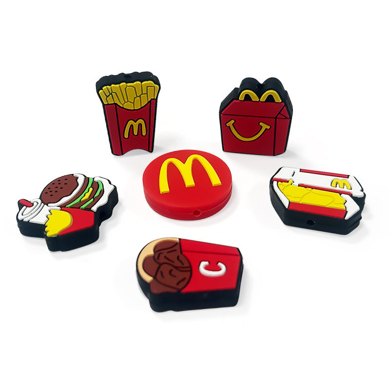 Silicone Focal Beads Burger French Fries Snack Food Shapes