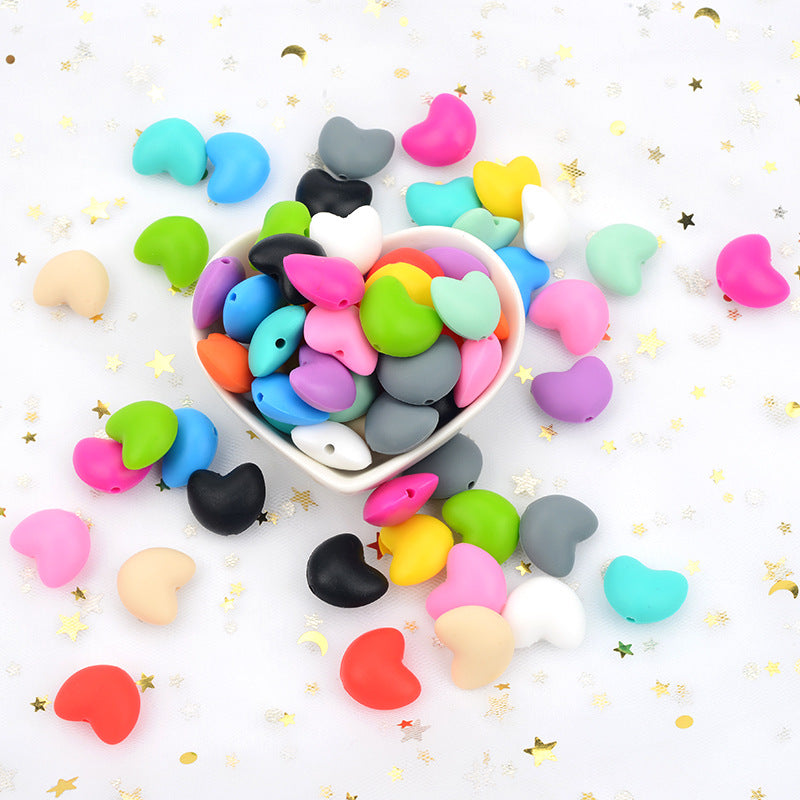 20pcs Silicone Focal Beads Heart Shaped Smooth Surface 4