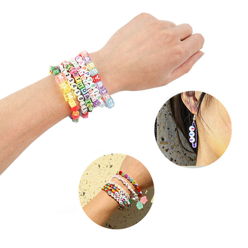 100pcs 6mm Square Acrylic Letters Beads Colorful DIY Accessories 4