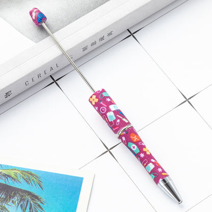 DIY Nurses Festival Multicolor Plastic Printed Beadable Ballpoint Pen 17