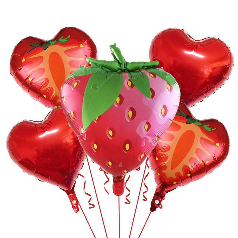 Summer Fruit Foil Balloons Birthday Party Decoration Set 5pcs 12