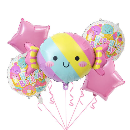 Cute Ice Cream and Candy Foil Balloon Set Birthday Party Decoration 5pcs
