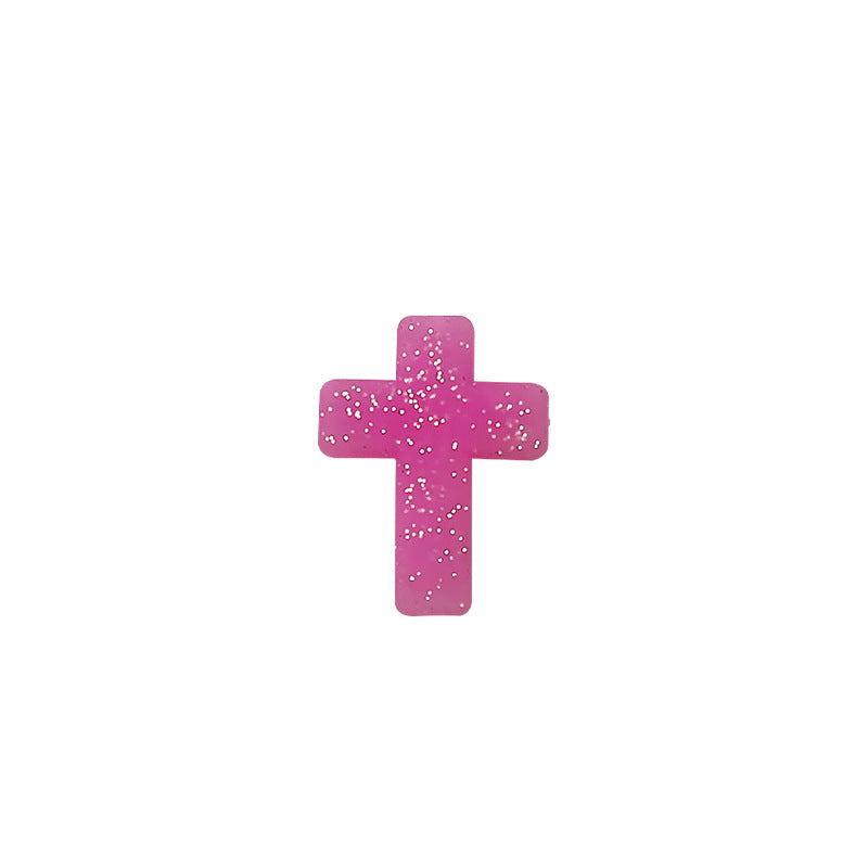 20Pcs Silicone Focal Beads Bow Cross Solid Luminous Design 17