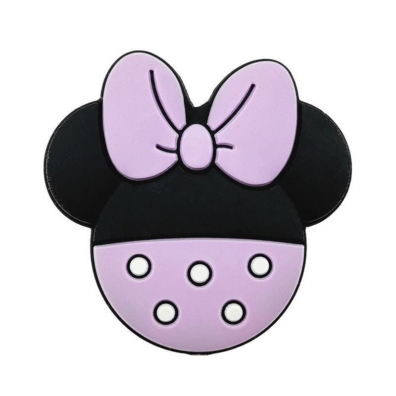 20pcs Silicone Focal Beads Round Ear Mouse Character with Bow 8