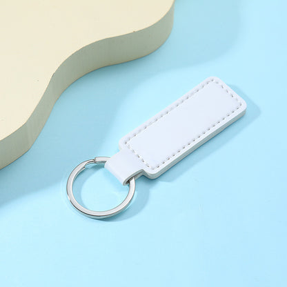 Creative PU Leather Keychain Rectangular Tag with Metal Ring 14