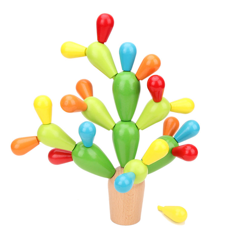 Wooden Building Blocks Montessori Toys Educational Cactus Shape