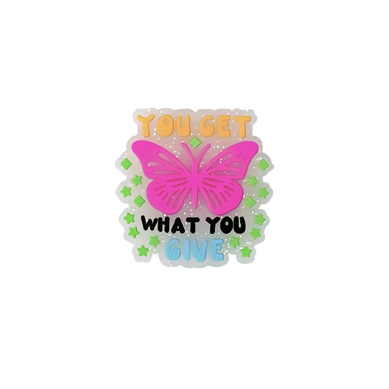 20Pcs Silicone Focal Beads Glow In The Dark with Inspirational Text Designs 10