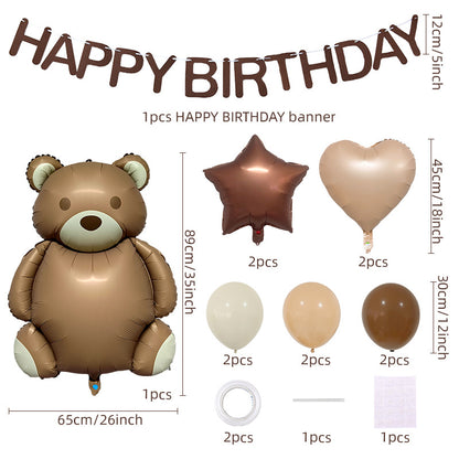 Bear Shaped Foil Balloon Set Birthday Party Decoration 1Set 3