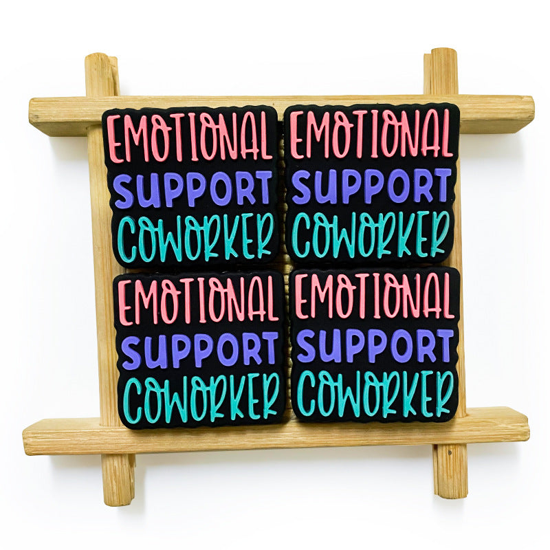 20pcs Silicone Focal Beads Emotions Text Block Design 4