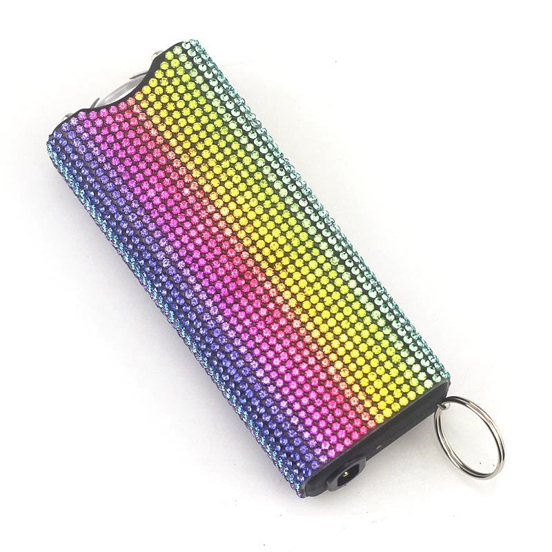 Self Defense Rhinestone Flashlight Electric Shock Keychain 13